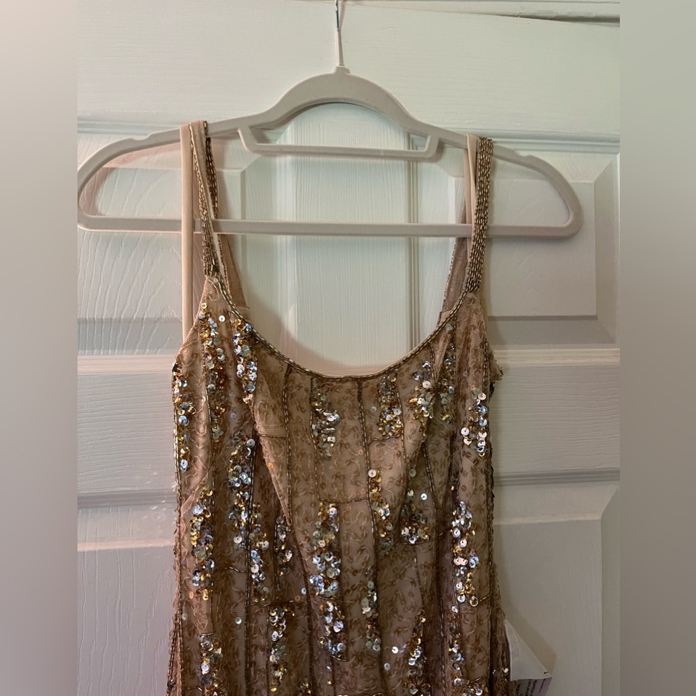 Mac Duggal Nude/Gold Sequin Embellished Midi Dress Size 0 NWOT #10770 - Picture 8 of 12